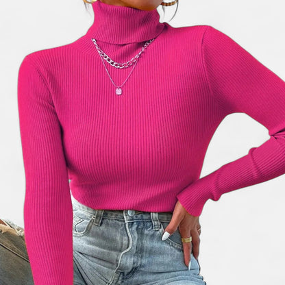 Jovetta | Women’s Ribbed Fold-Over Turtleneck Sweater