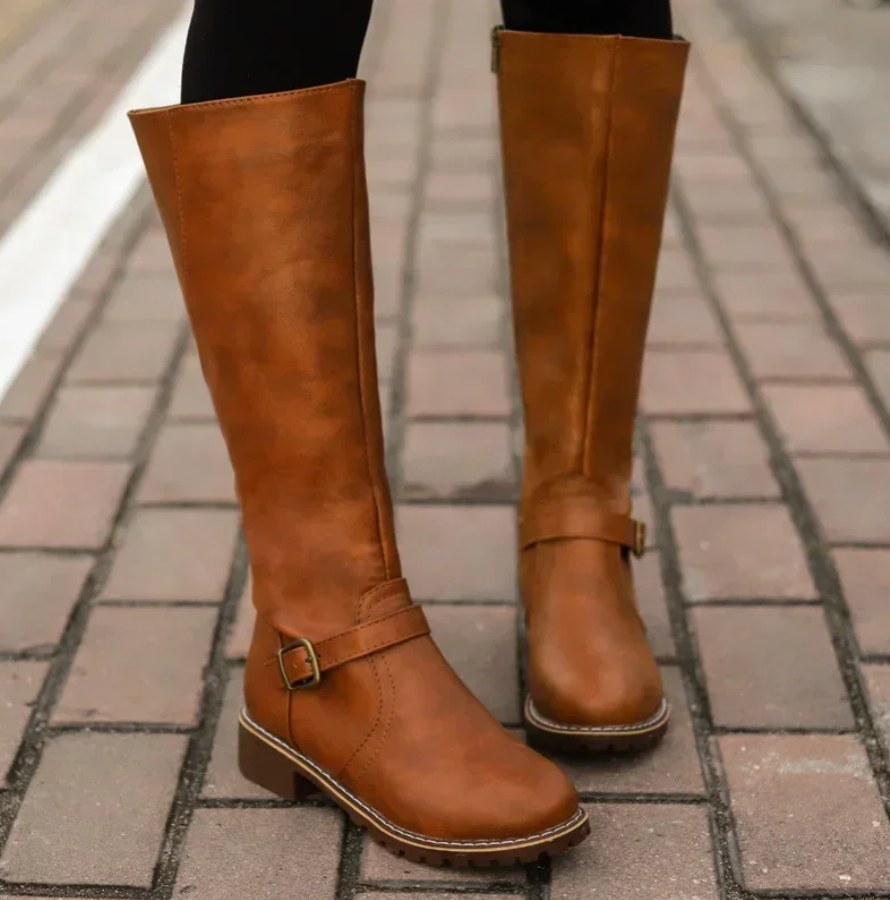 Noa | Women’s Knee High Buckle Strap Boots